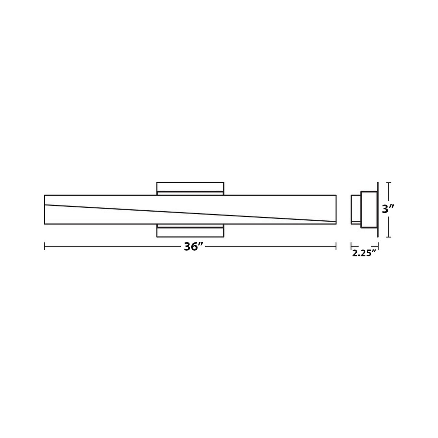 Slant LED Bath Vanity Light - line drawing.
