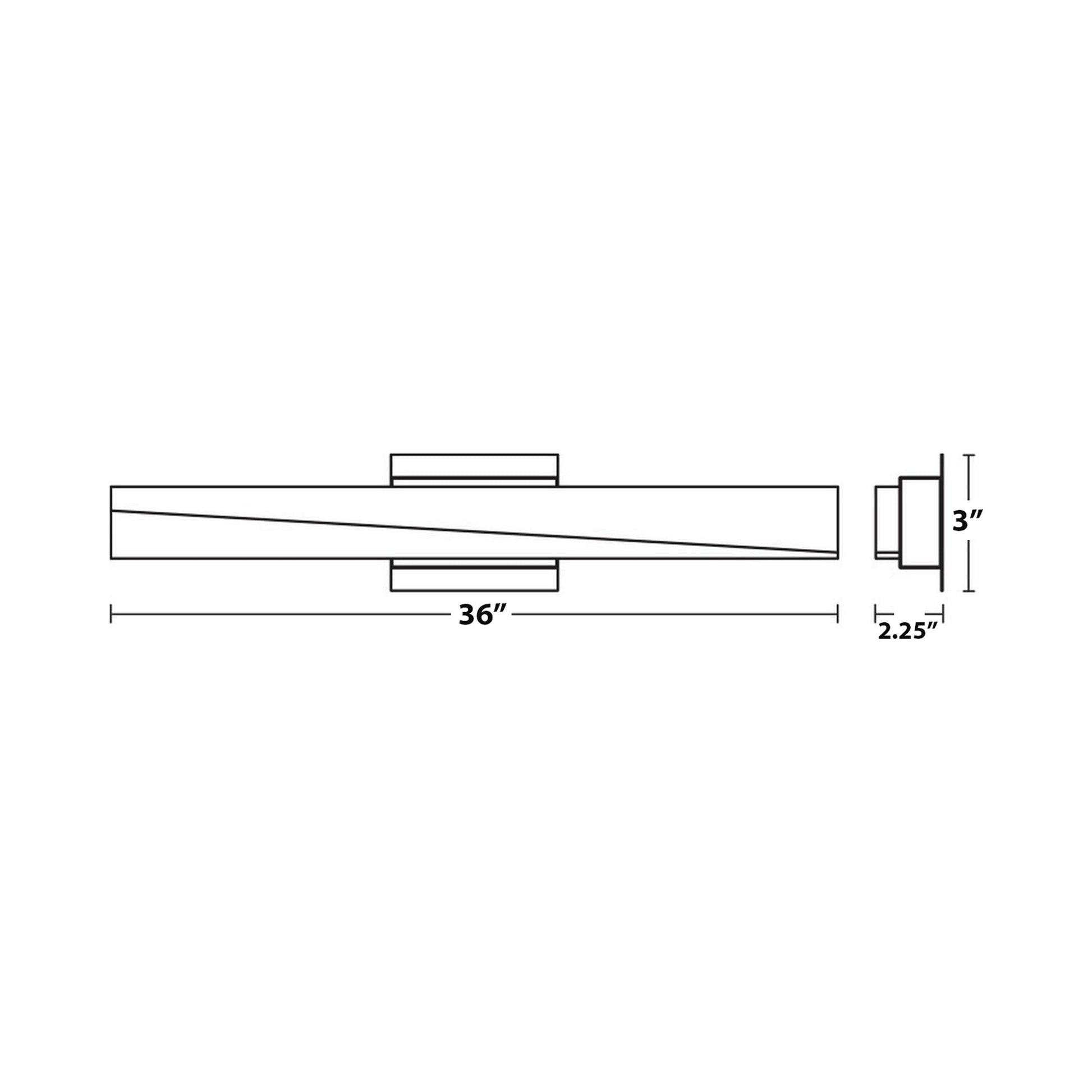 Slant LED Bath Vanity Light - line drawing.