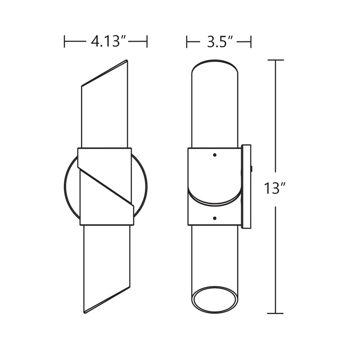 Slice LED Wall Light - line drawing.