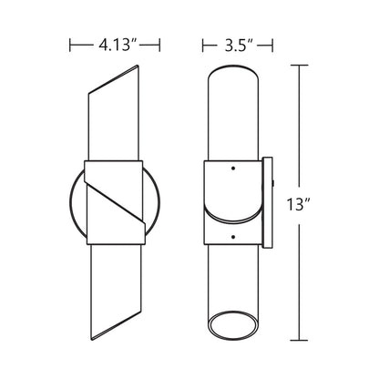 Slice LED Wall Light - line drawing.