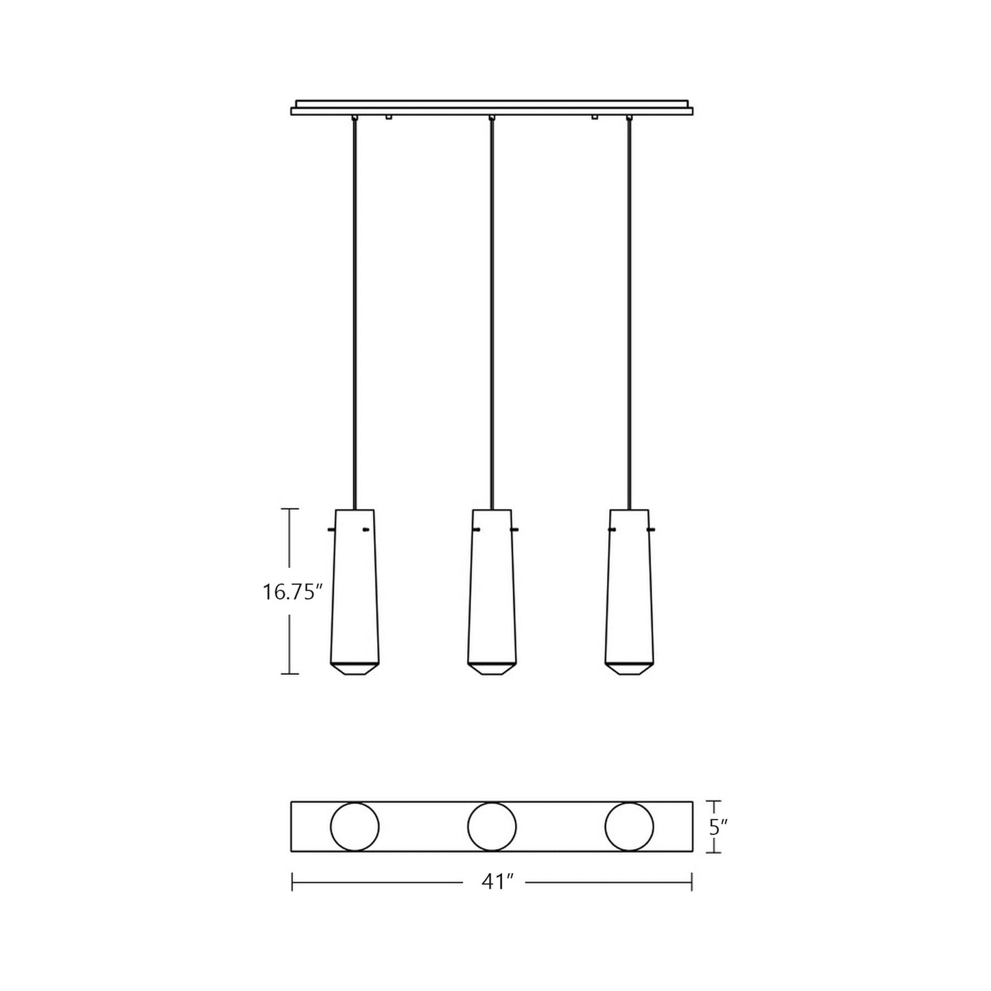 Spun Linear Pendant Light - line drawing.