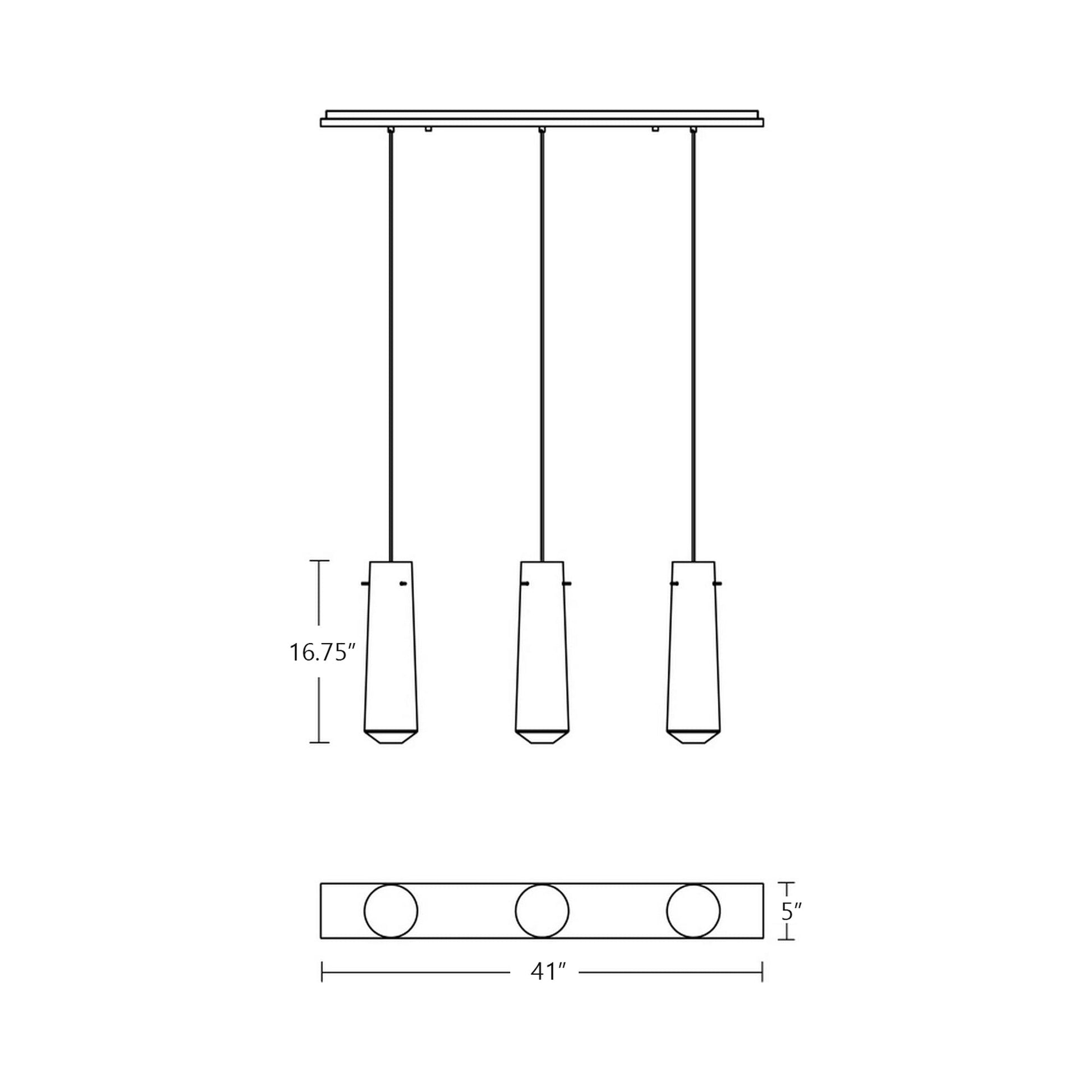 Spun Linear Pendant Light - line drawing.