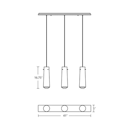 Spun Linear Pendant Light - line drawing.