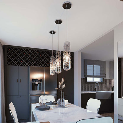 Spun Pendant Light in dining room.