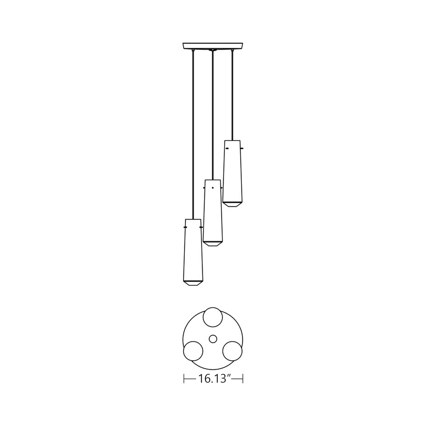 Spun Round Pendant Light - line drawing.