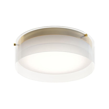 Studio LED Flush Mount Ceiling Light in Satin Brass (12-Inch).