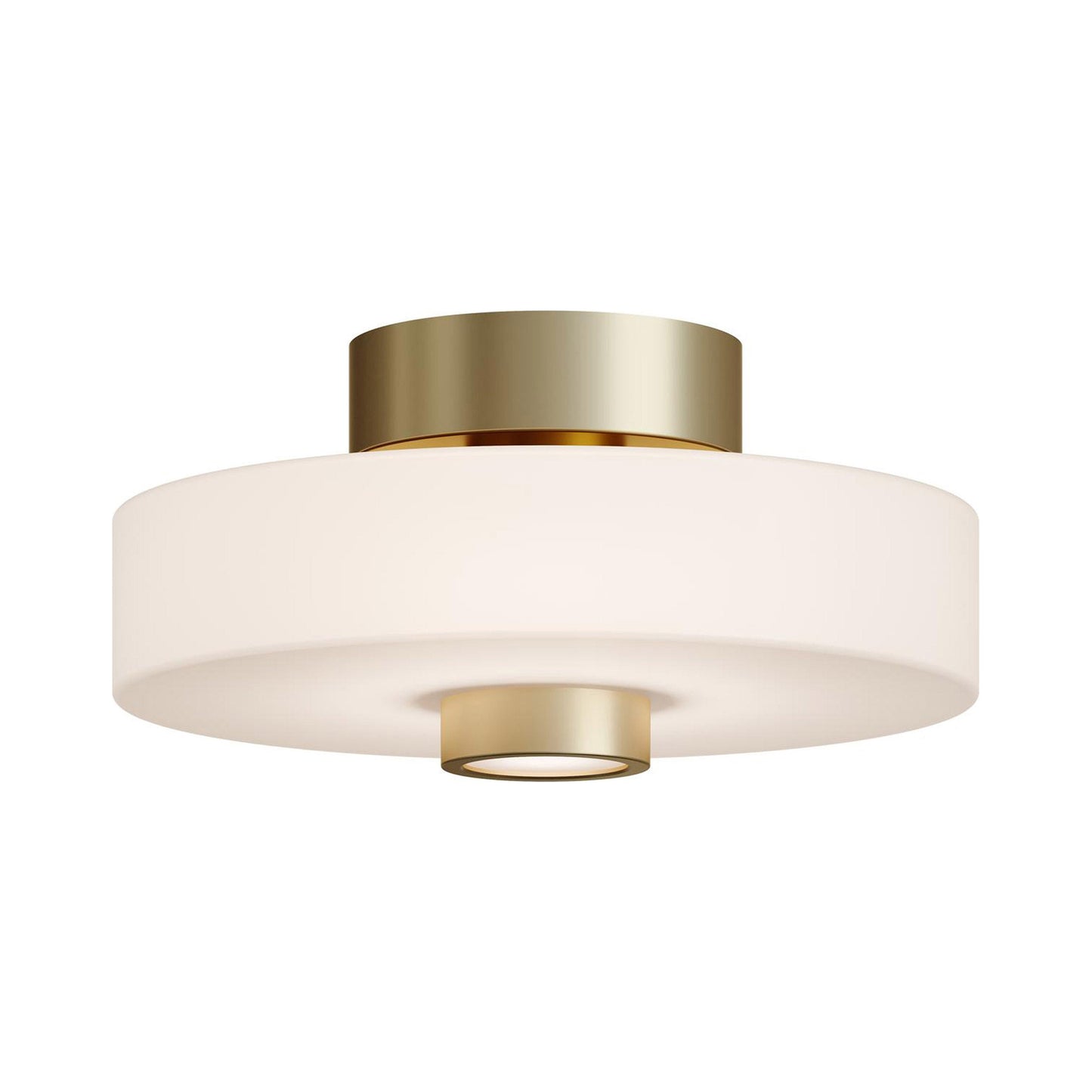 Sydney LED Flush Mount Ceiling Light in Light Antique Brass.