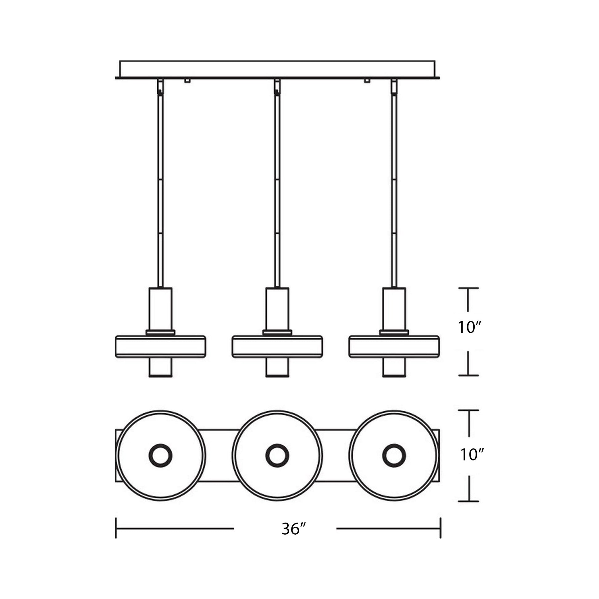 Sydney LED Linear Pendant Light - line drawing.