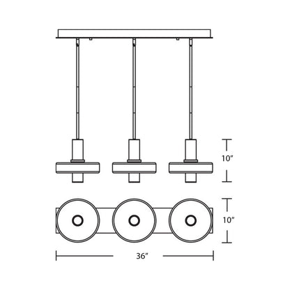 Sydney LED Linear Pendant Light - line drawing.