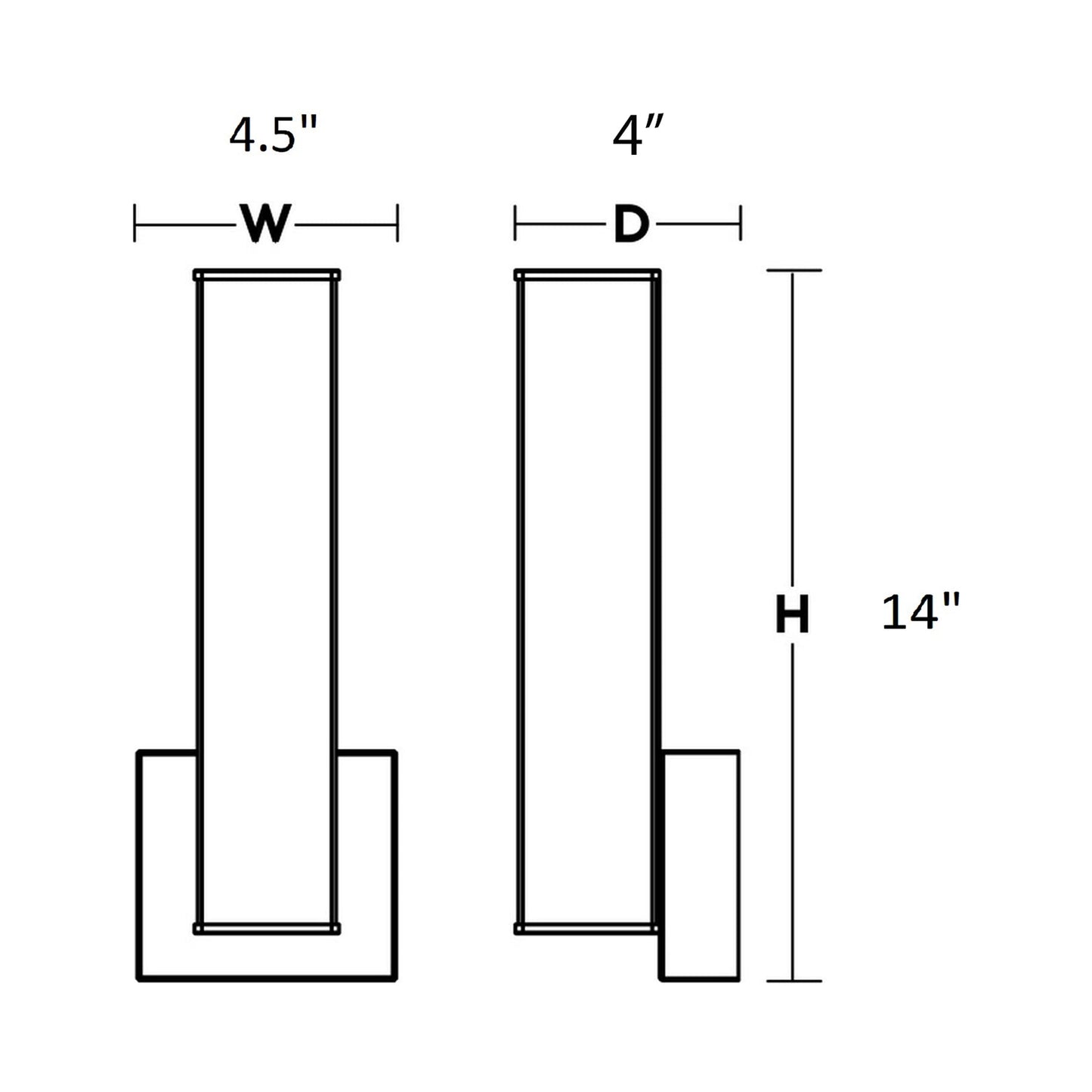 Tad LED Wall Light - line drawing.