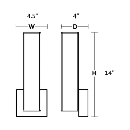 Tad LED Wall Light - line drawing.