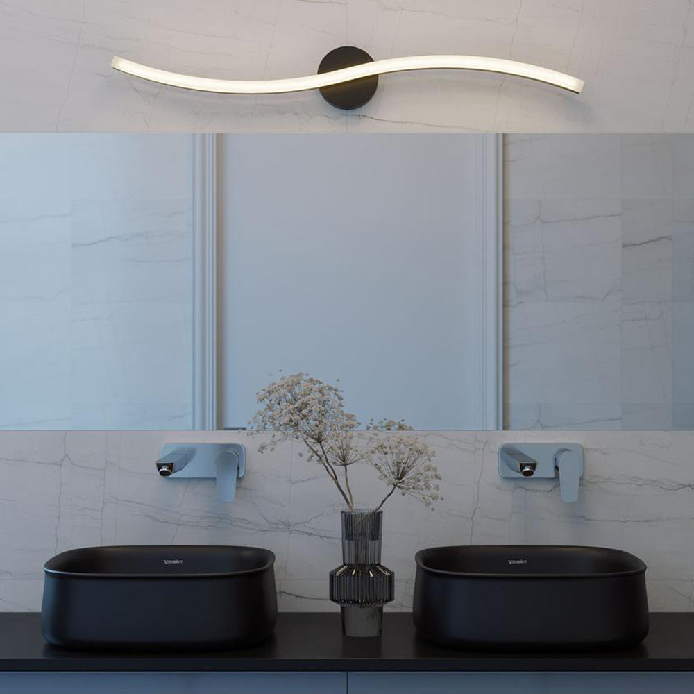 Trace LED Vanity Wall Light in bathroom.