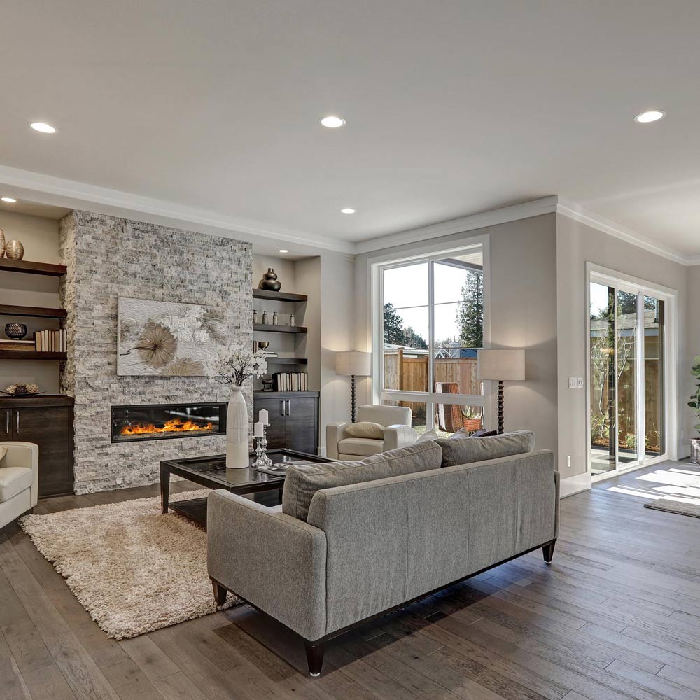 Tuck LED Recessed Downlight in living room.