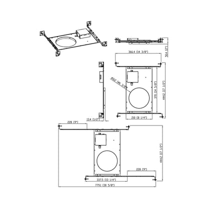 Tuck Recessed Mounting Bracket - line drawing.