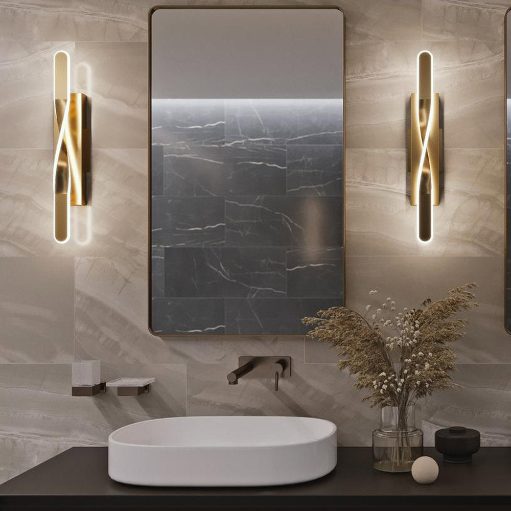 Twist LED Bath Vanity Light in bathroom.