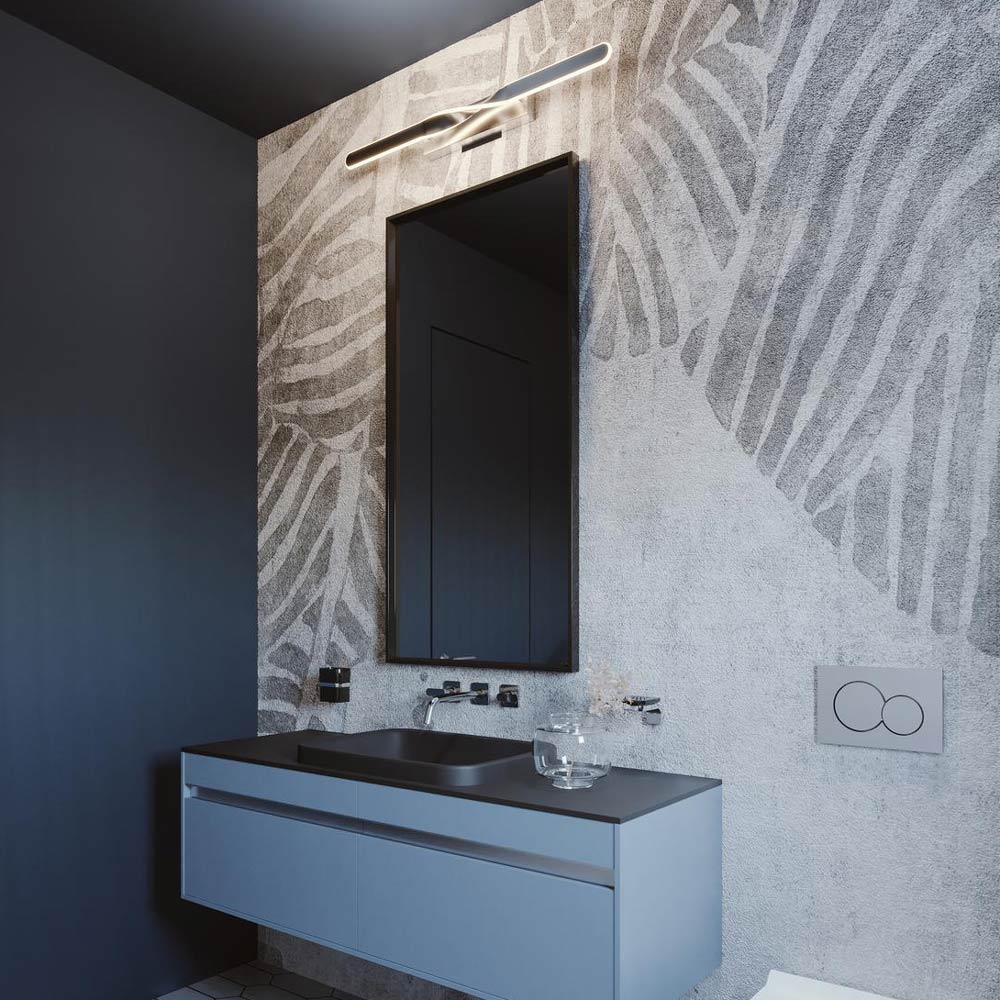 Twist LED Bath Vanity Light in bathroom.