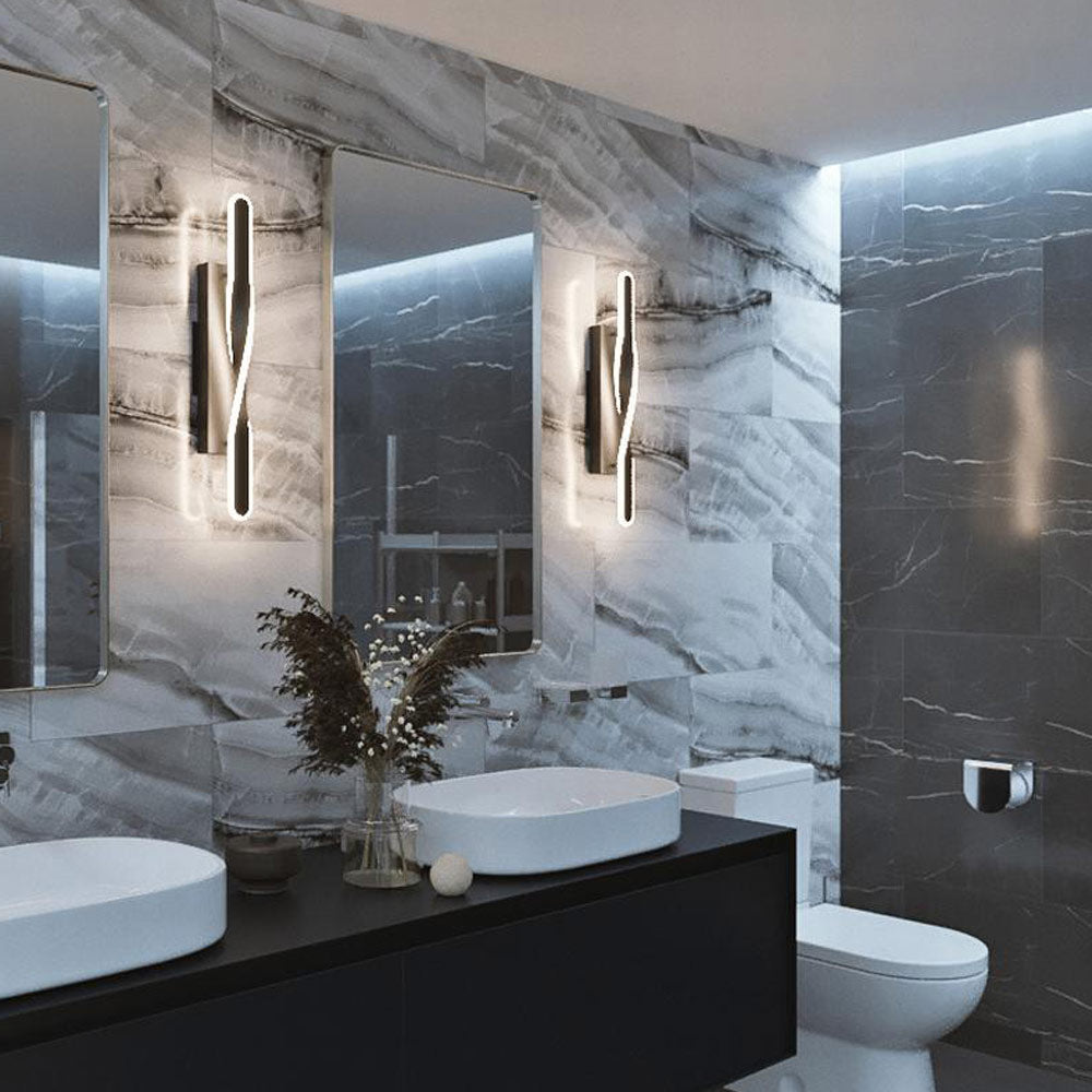 Twist LED Bath Vanity Light in bathroom.