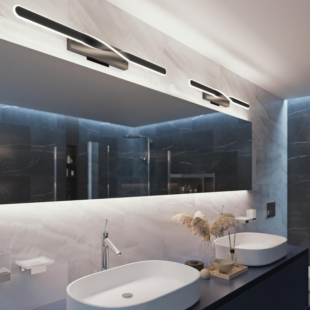 Twist LED Bath Vanity Light in bathroom.