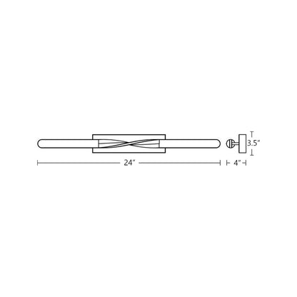 Twist LED Bath Vanity Light - line drawing.