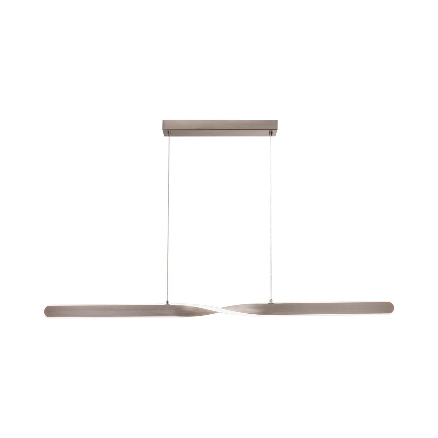 Twist Linear LED Pendant Light in Satin Nickel.