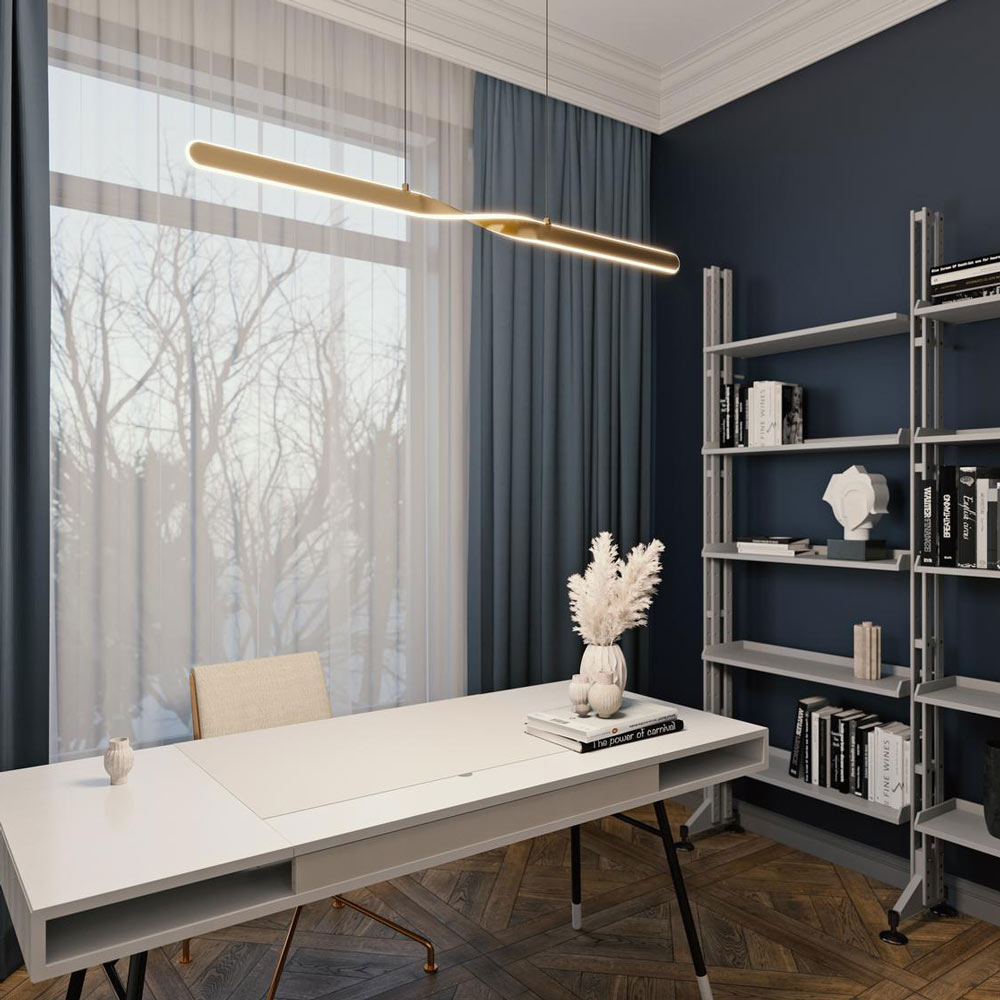 Twist Linear LED Pendant Light in office.