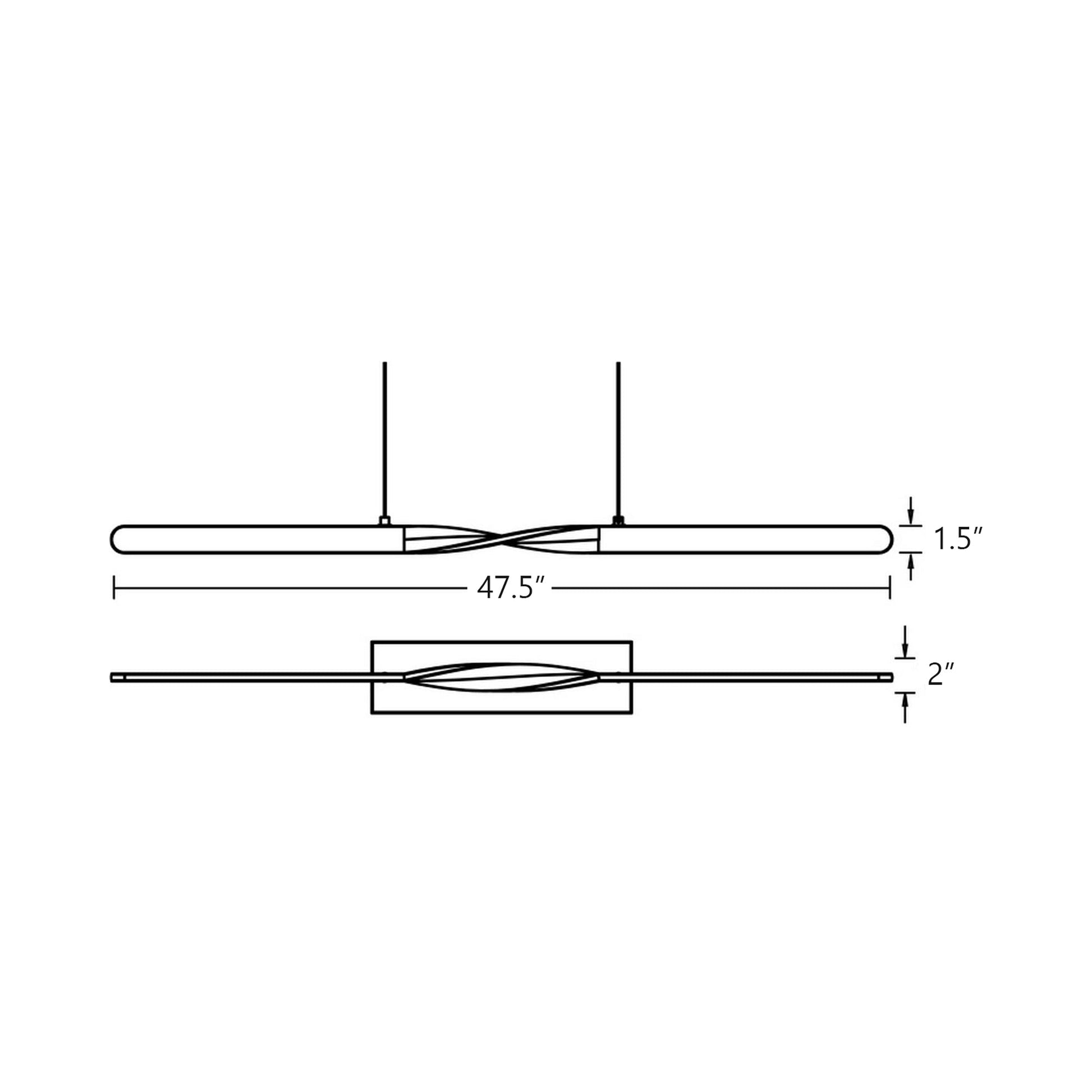 Twist Linear LED Pendant Light - line drawing.
