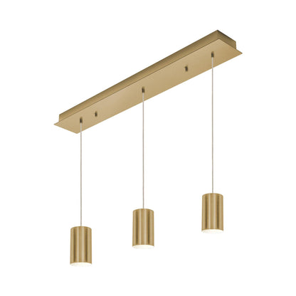 Tyke Linear Pendant Light in Satin Brass (3-Light).