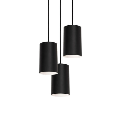 Tyke Round Pendant Light in Black (3-Light).