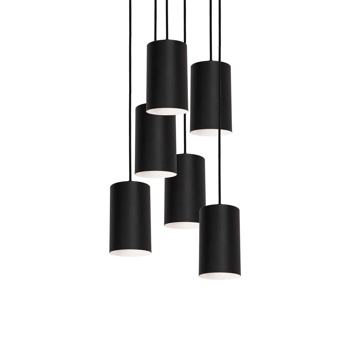 Tyke Round Pendant Light in Black (6-Light).