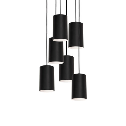 Tyke Round Pendant Light in Black (6-Light).