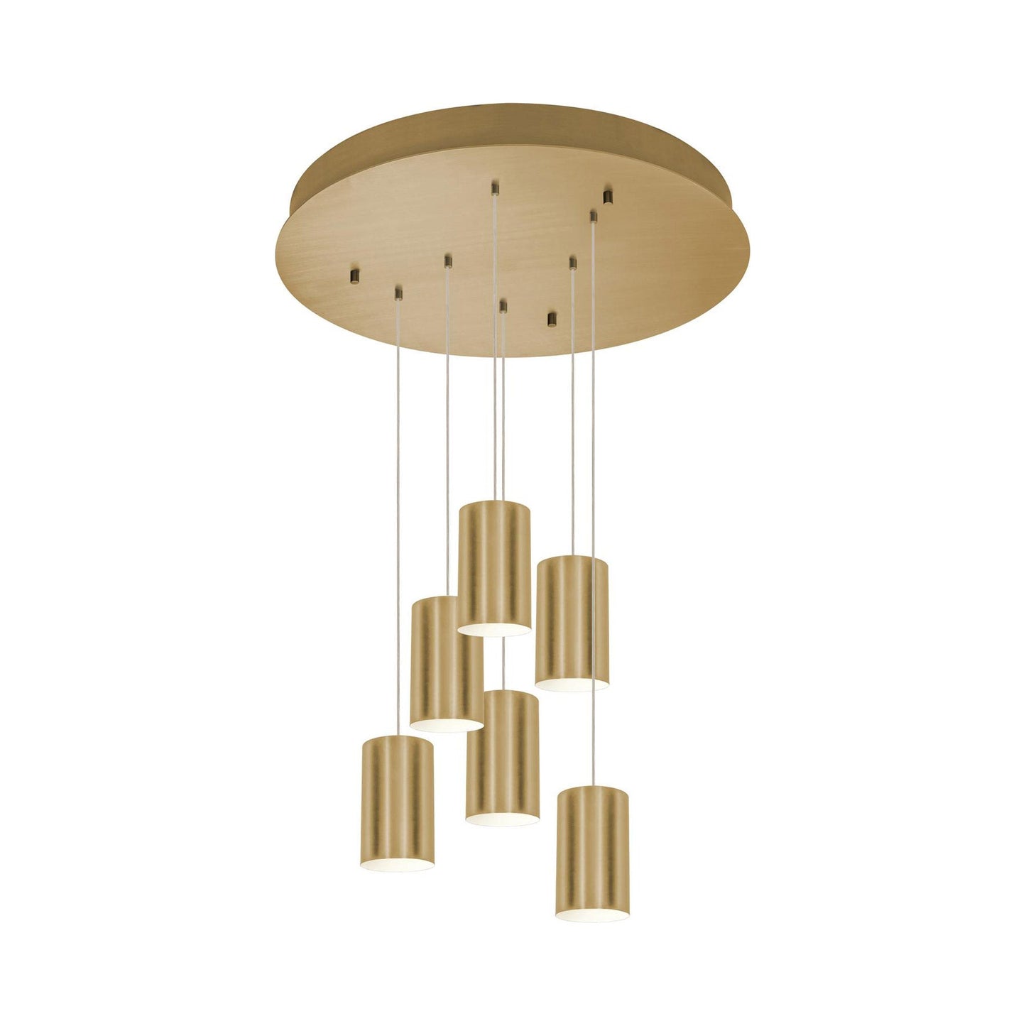 Tyke Round Pendant Light in Satin Brass (6-Light).