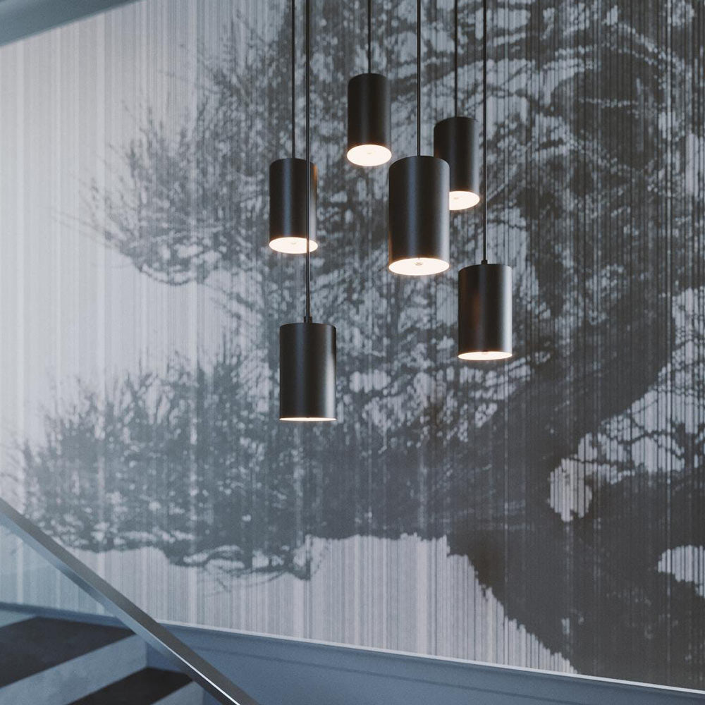 Tyke Round Pendant Light in stairway.