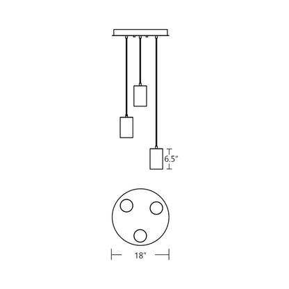 Tyke Round Pendant Light - line drawing.