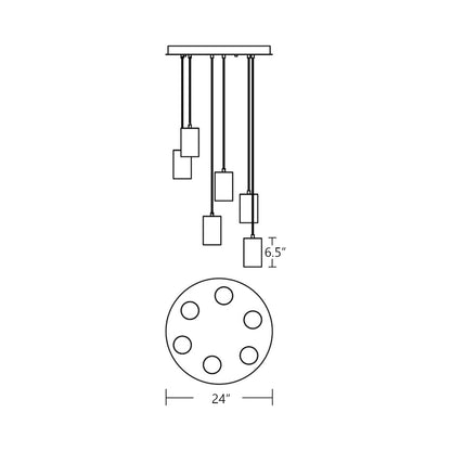 Tyke Round Pendant Light - line drawing.