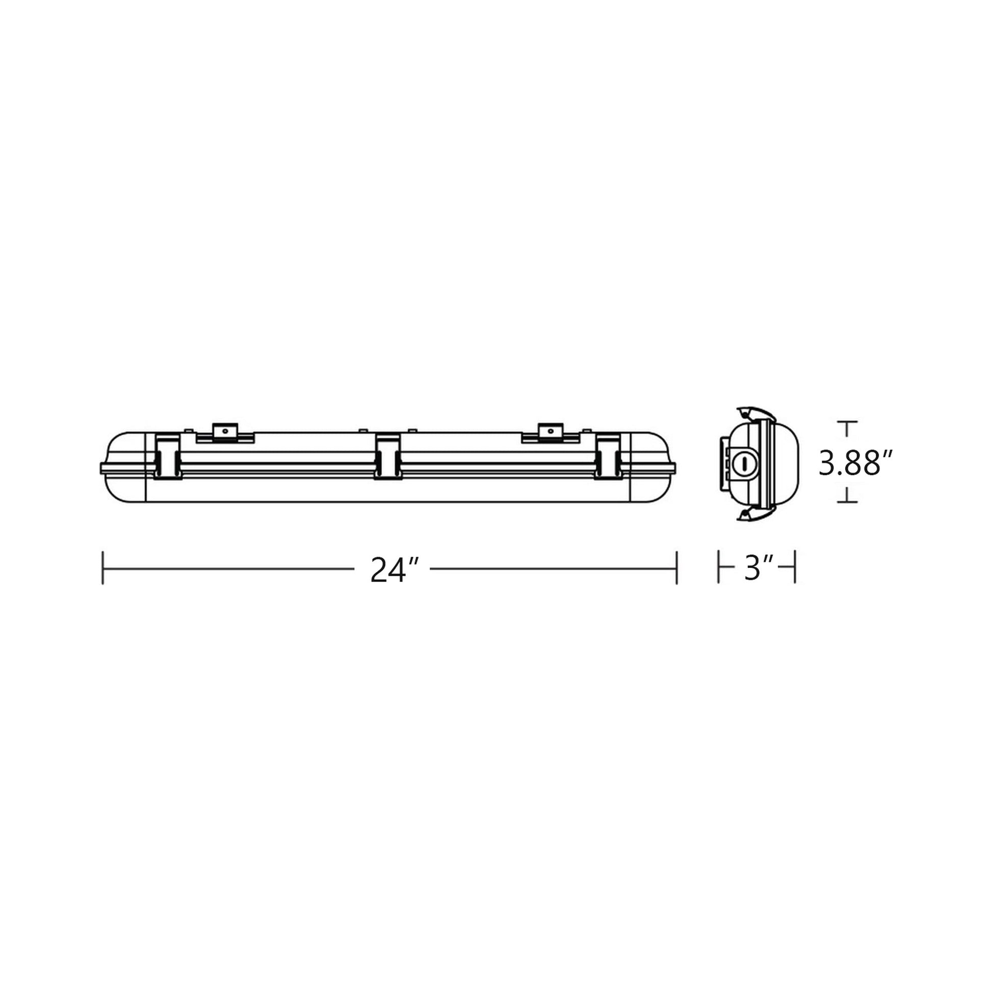 Vaportite Outdoor LED Flush Mount Ceiling Light - line drawing.