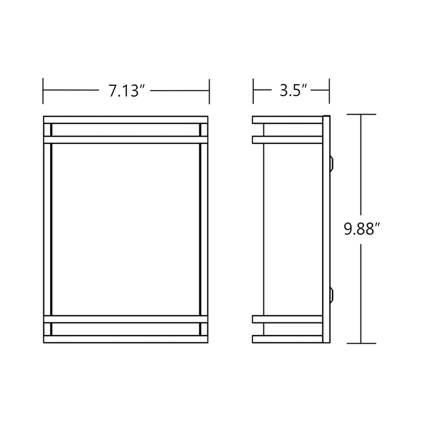 Ventura Outdoor LED Wall Light - line drawing.