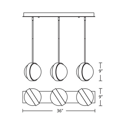 Verona LED Linear Pendant Light - line drawing.