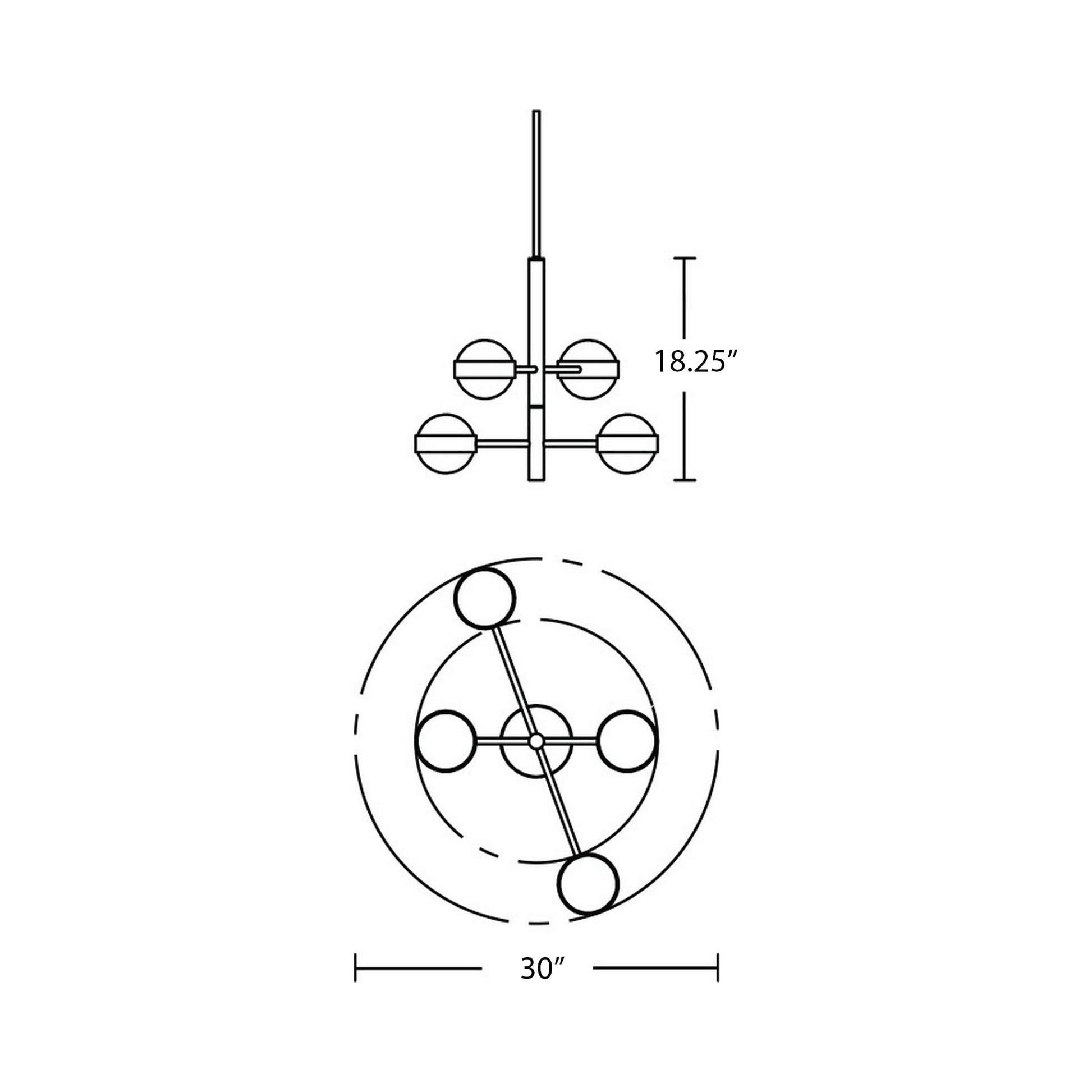 Verona LED Multi Light Pendant Light - line drawing.
