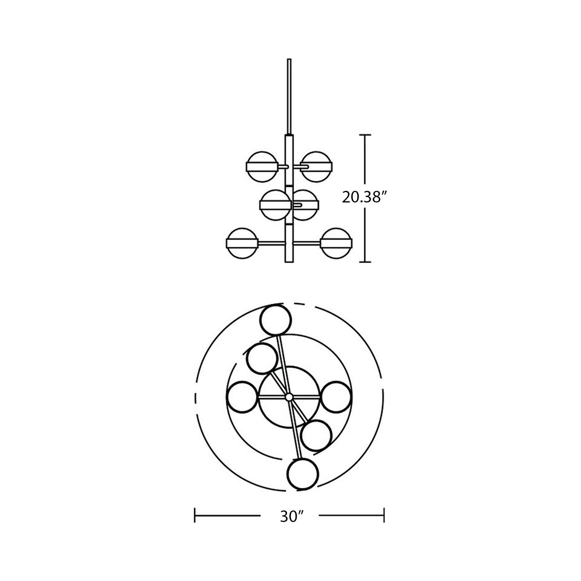 Verona LED Multi Light Pendant Light - line drawing.