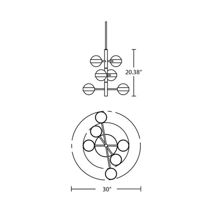 Verona LED Multi Light Pendant Light - line drawing.