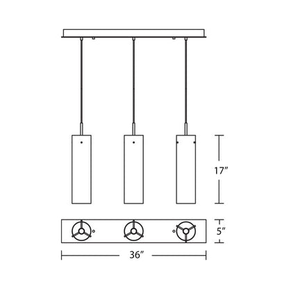Vista Linear Pendant Light - line drawing.