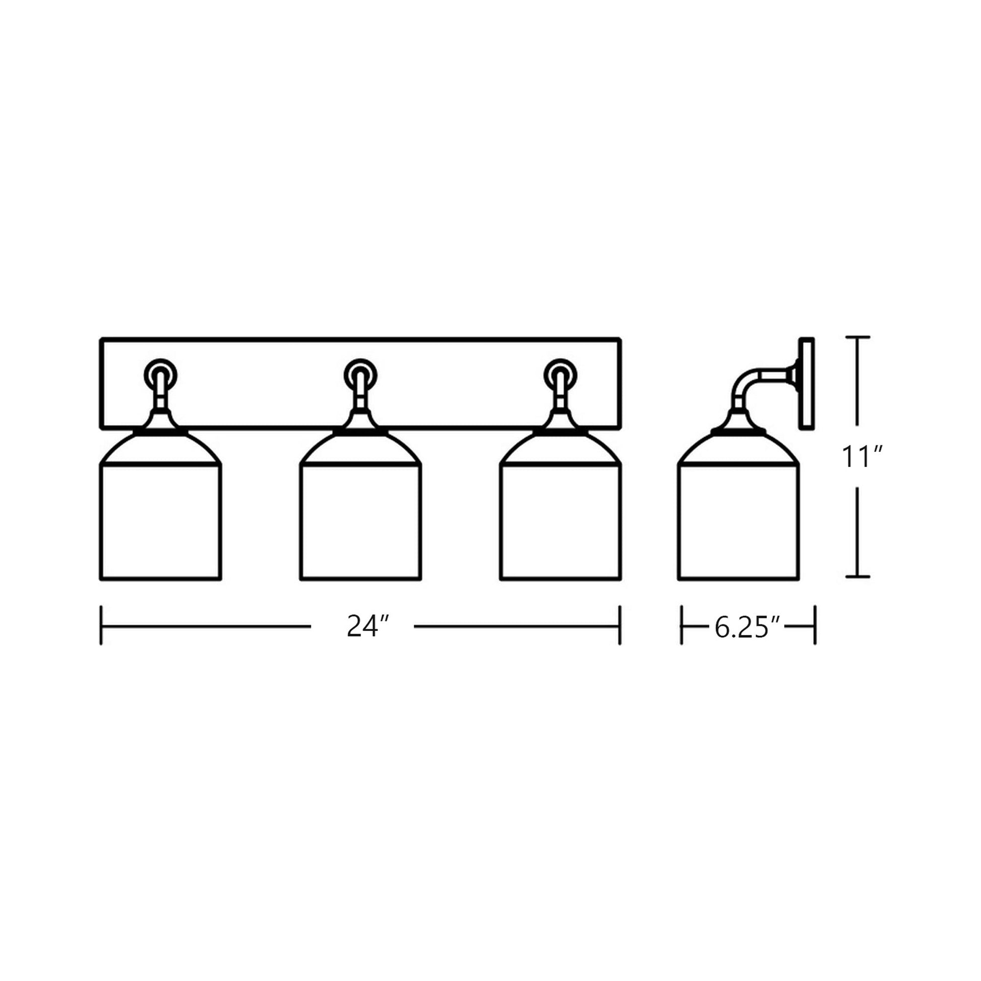 William Bath Vanity Light - line drawing.