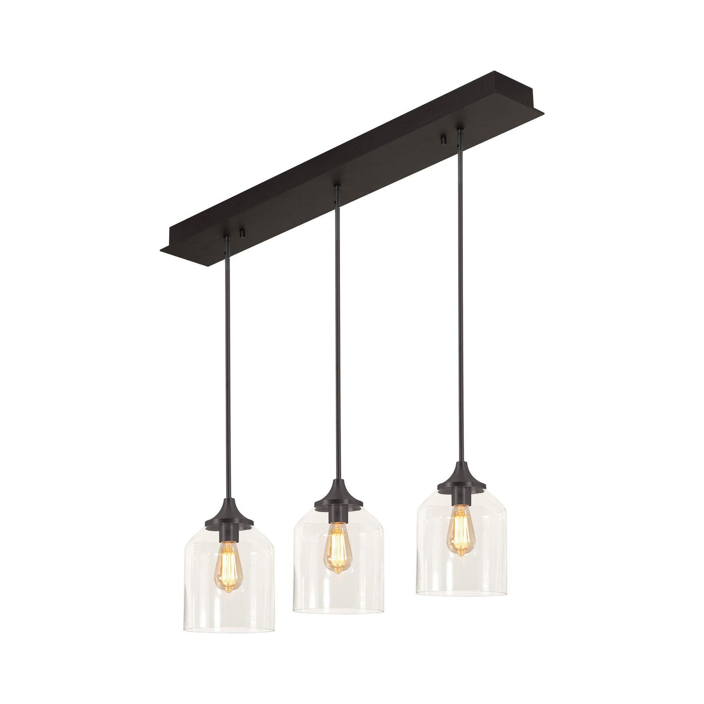 William Linear Pendant Light in Black (3-Light).