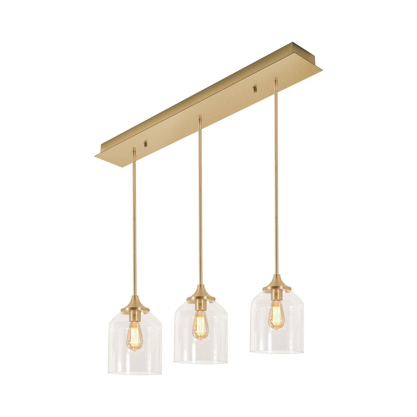 William Linear Pendant Light in Satin Brass (3-Light).