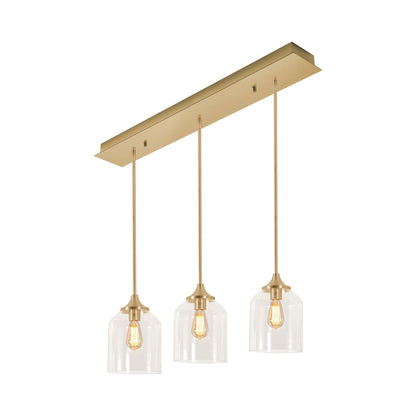 William Linear Pendant Light in Satin Brass (3-Light).