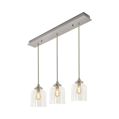 William Linear Pendant Light in Satin Nickel (3-Light).
