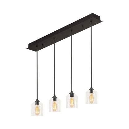 William Linear Pendant Light in Black (4-Light).