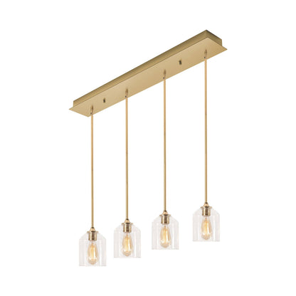 William Linear Pendant Light in Satin Brass (4-Light).