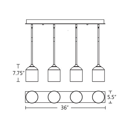 William Linear Pendant Light - line drawing.