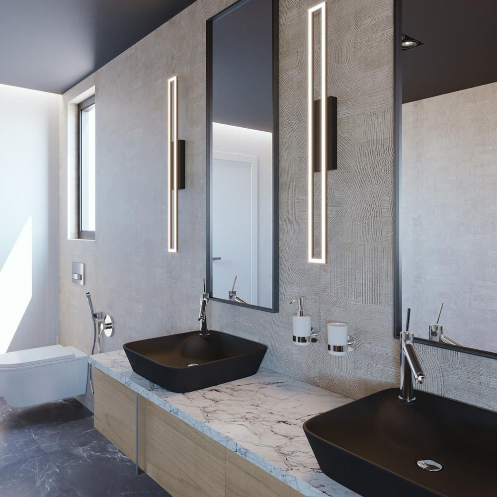 Zola LED Bath Vanity Light in bathroom.